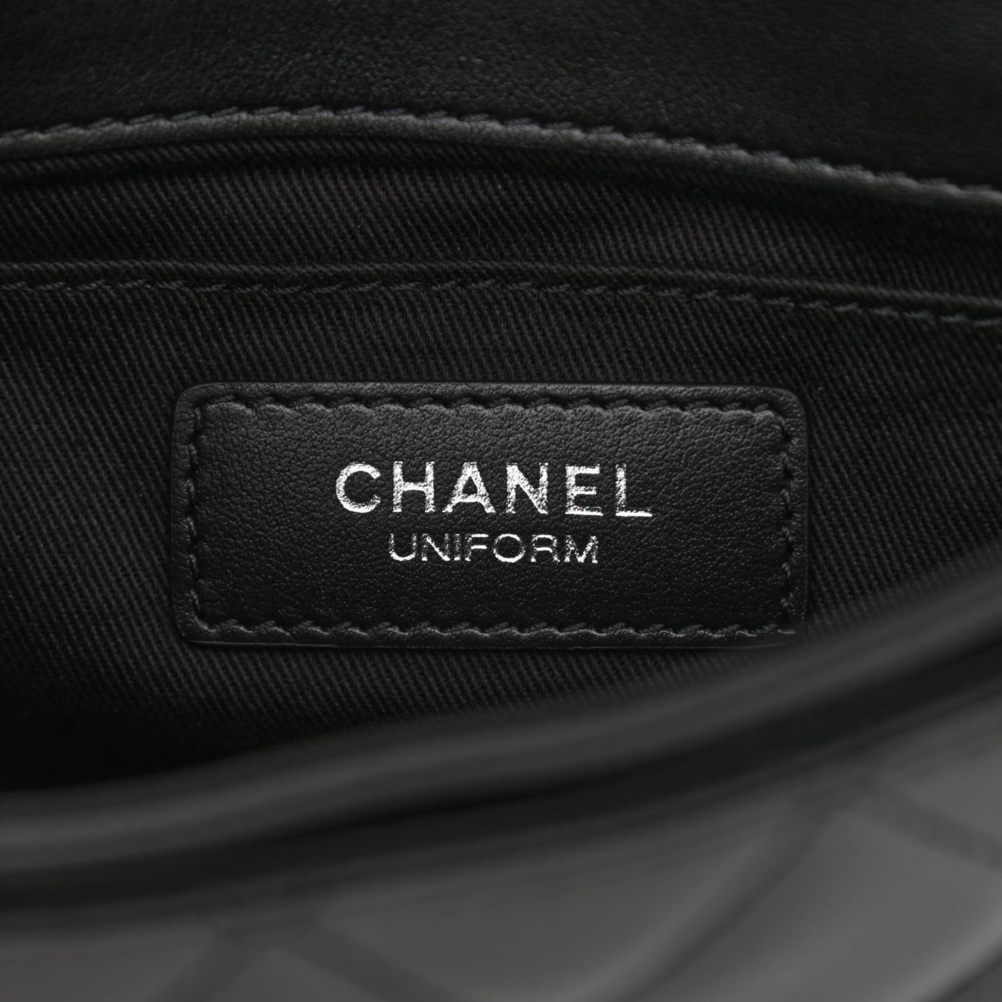 Calfskin Quilted CC Uniform Flap Belt Bag Black