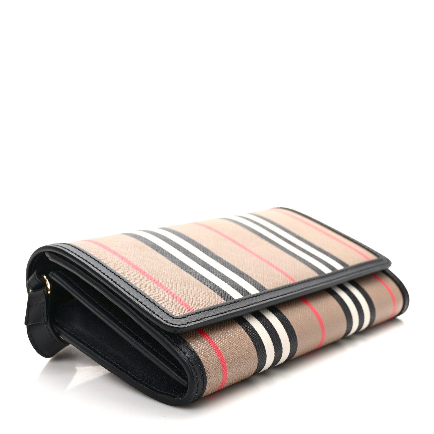 Burberry E-Canvas Icon Stripe Hannah Wallet With Detachable Strap Archive Beige Black 4 of 8