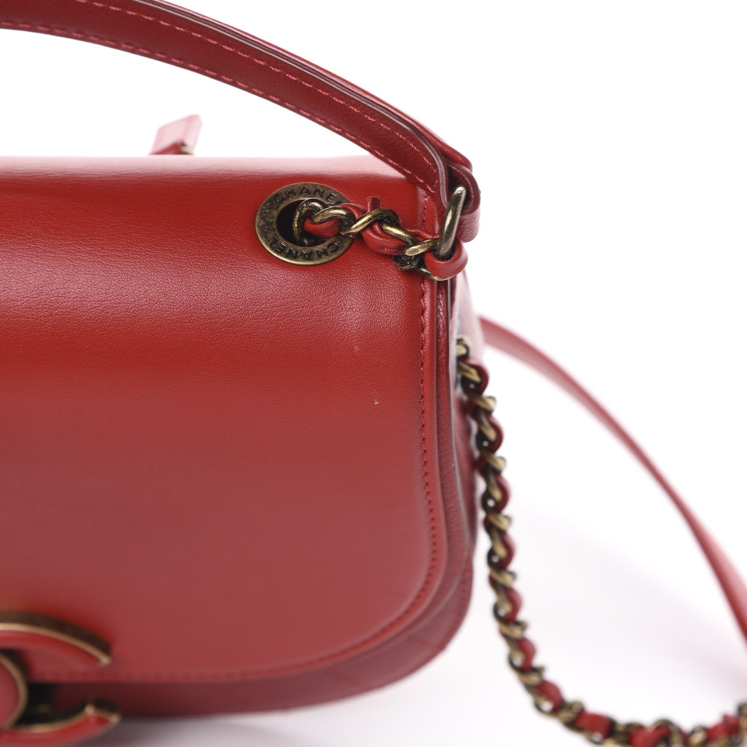 Chanel Shiny Calfskin Goatskin Quilted Small Coco Curve Messenger Flap Red 9 of 12