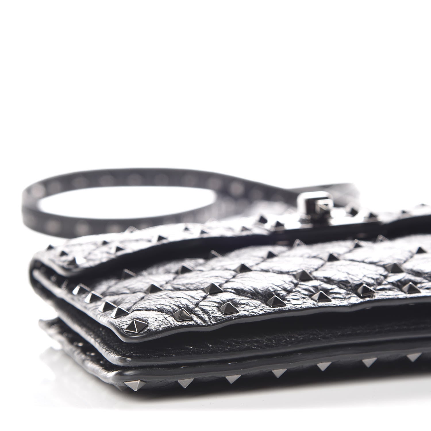 Valentino Garavani Craquele Nappa Rockstud Spike Crossbody Bag Black 5 of 10