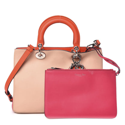 Christian Dior Smooth Calfskin Medium Tri-Color Diorissimo Tote Pink Fuchsia Orange 1 of 12