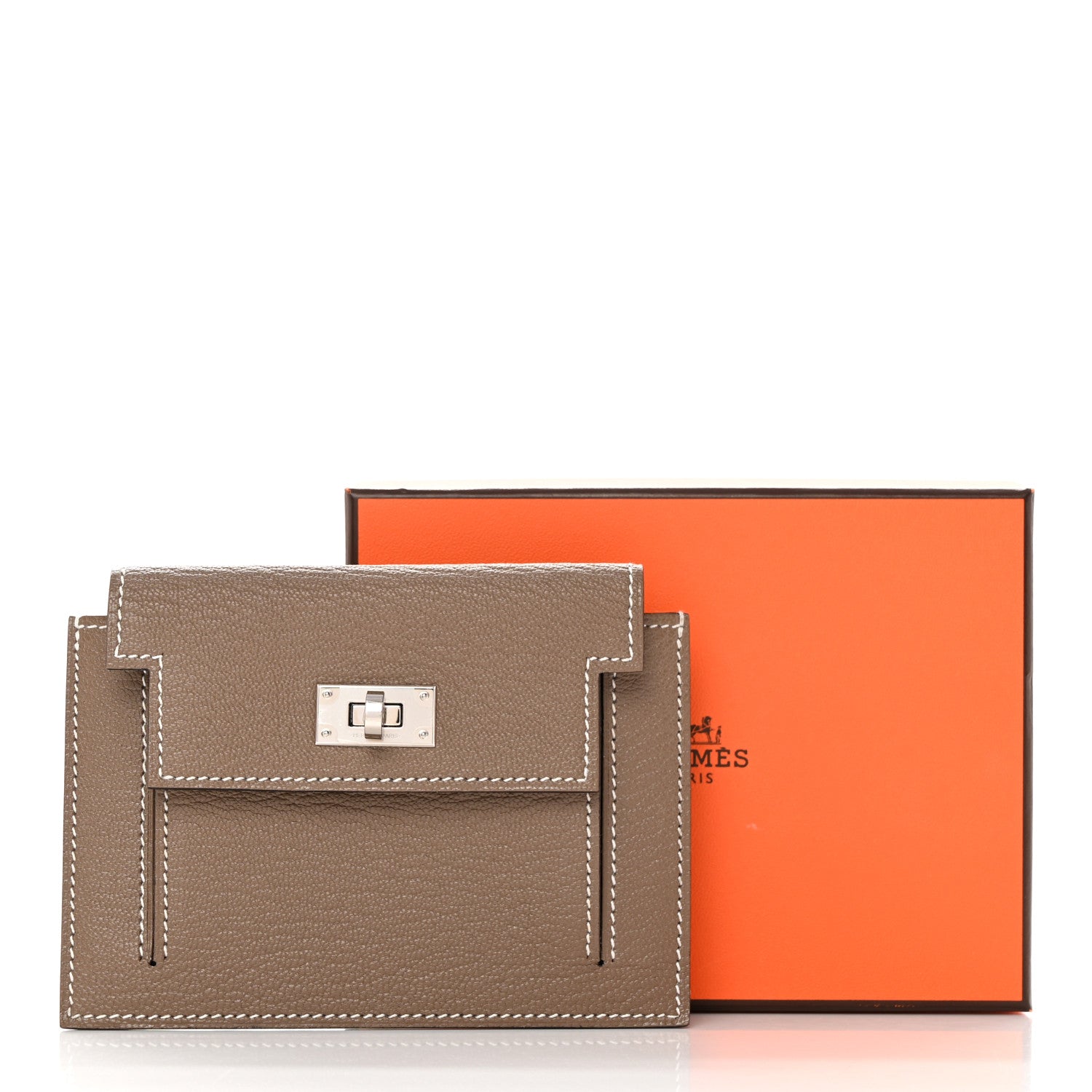Hermes Chevre Chandra Kelly Pocket Compact Wallet Etoupe 11 of 11