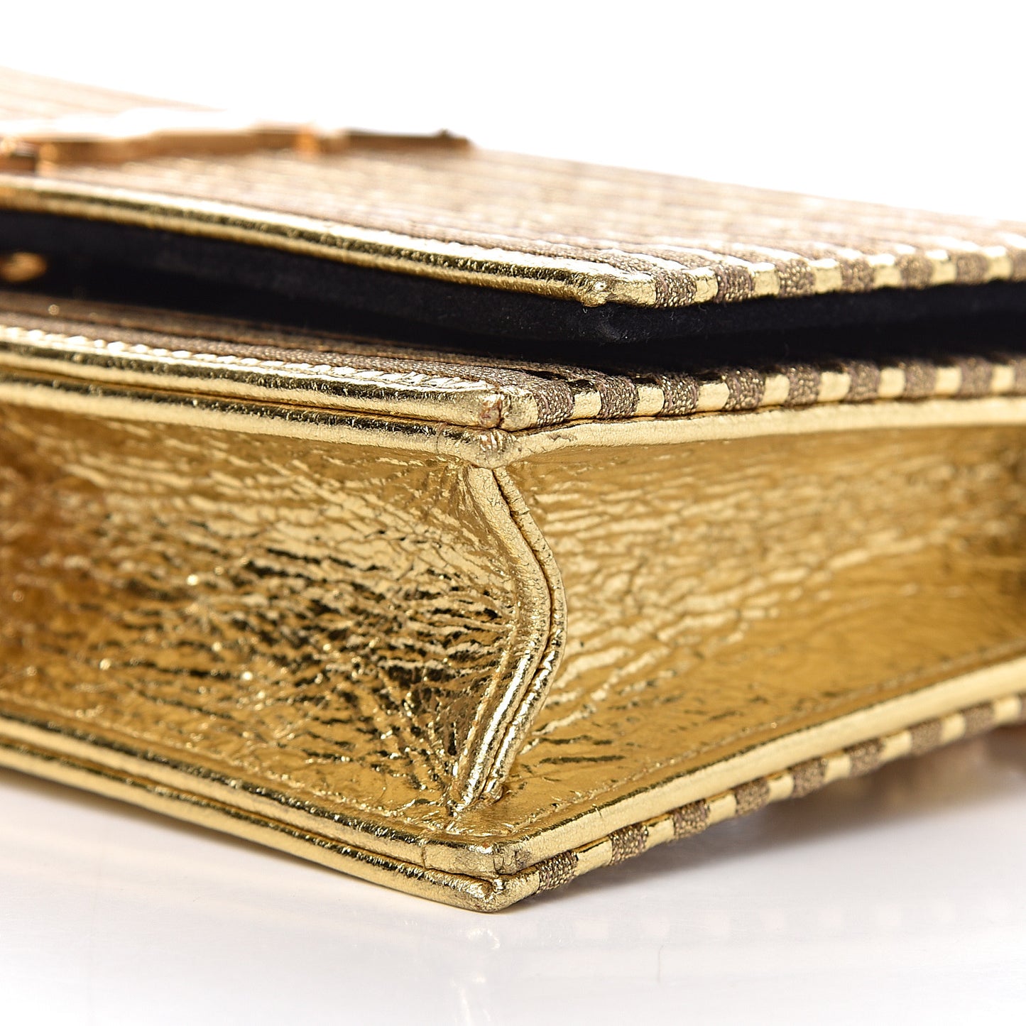 Metallic Goatskin Lambskin Classic Monogram Kate Tassel Chain Wallet Gold