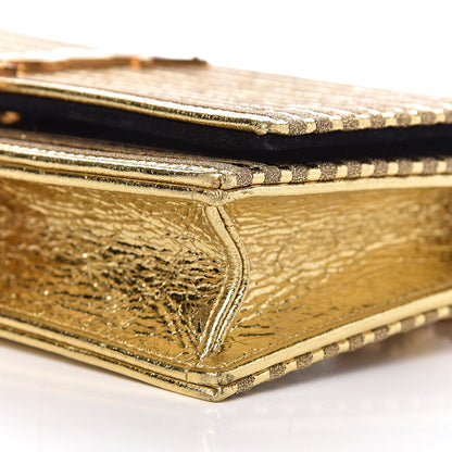 Saint Laurent Metallic Goatskin Lambskin Classic Monogram Kate Tassel Chain Wallet Gold 7 of 8