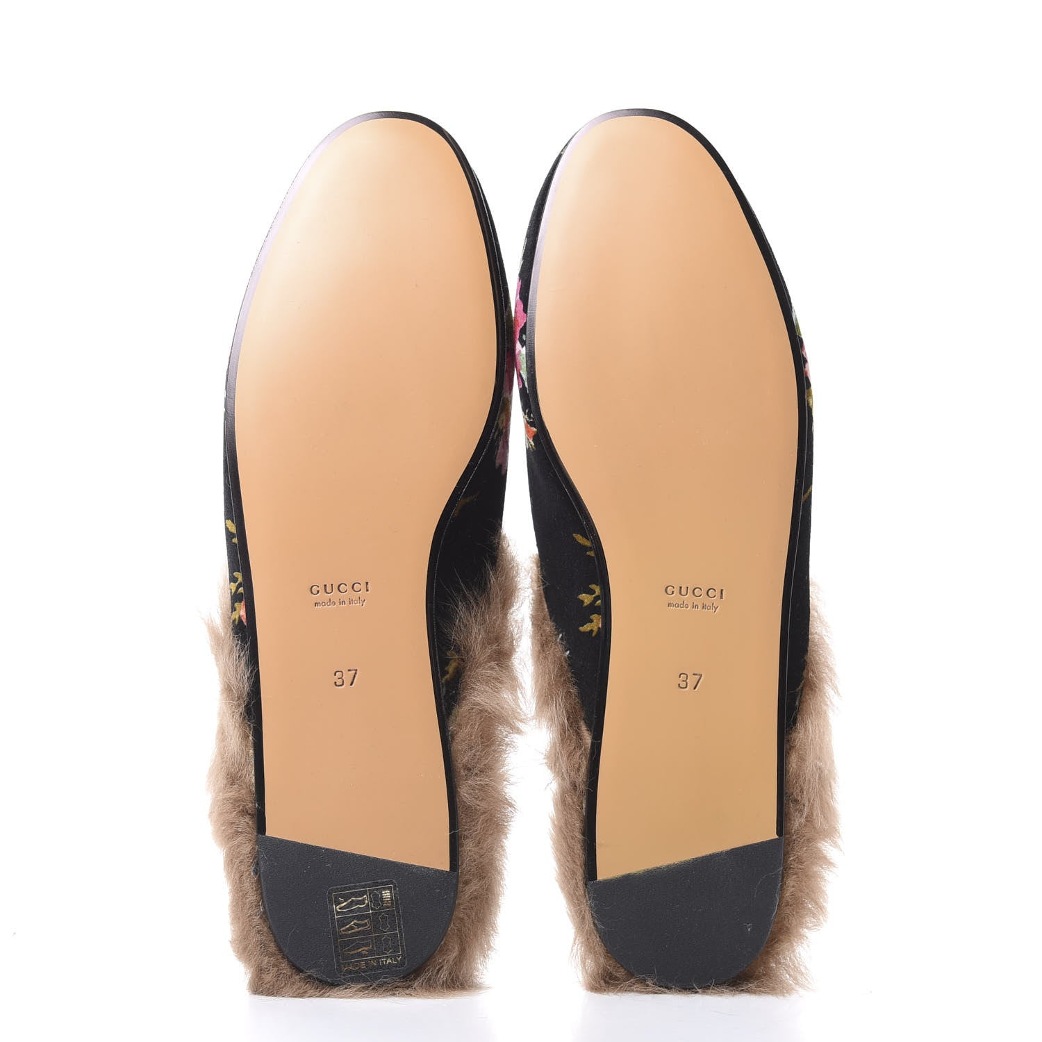 Gucci Velvet Fur Floral Womens Princetown Slippers 37 Black 5 of 8