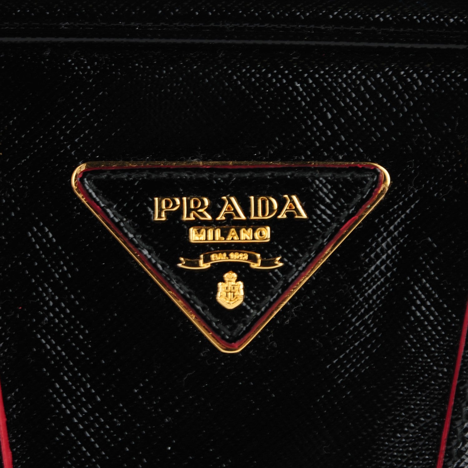 Prada Saffiano Vernice Lux Mini Convertible Bowler Black Rosso 9 of 10