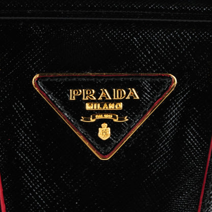 Prada Saffiano Vernice Lux Mini Convertible Bowler Black Rosso 9 of 10