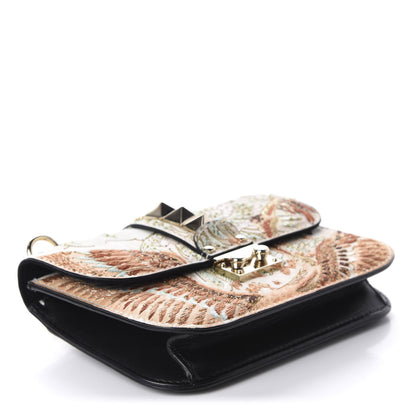 Valentino Garavani Vitello Japanese Bird Embroidered Small Glam Lock Rockstud Flap Multicolor 4 of 11