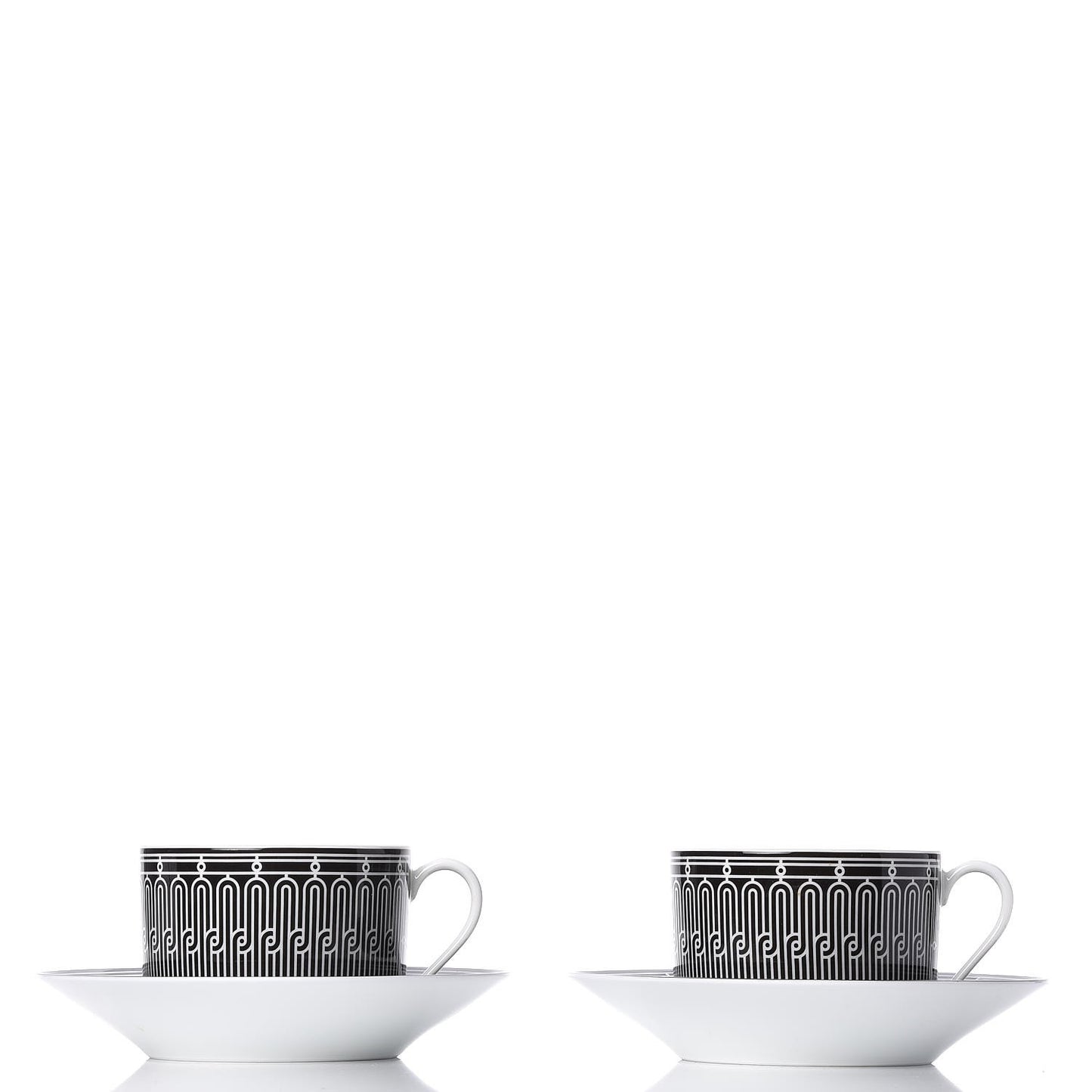 Porcelain H Deco Breakfast Cup And Saucer Set Of 2 Black