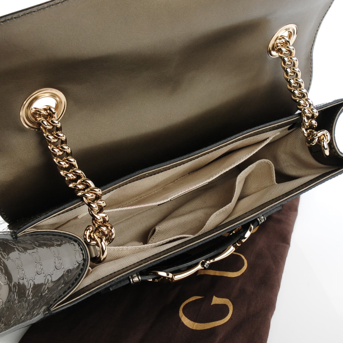 Shine Guccissima Medium Emily Chain Shoulder Bag Sasso