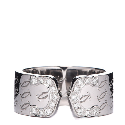 Cartier 18K White Gold C De Christmas Ring 49 5 1 of 4
