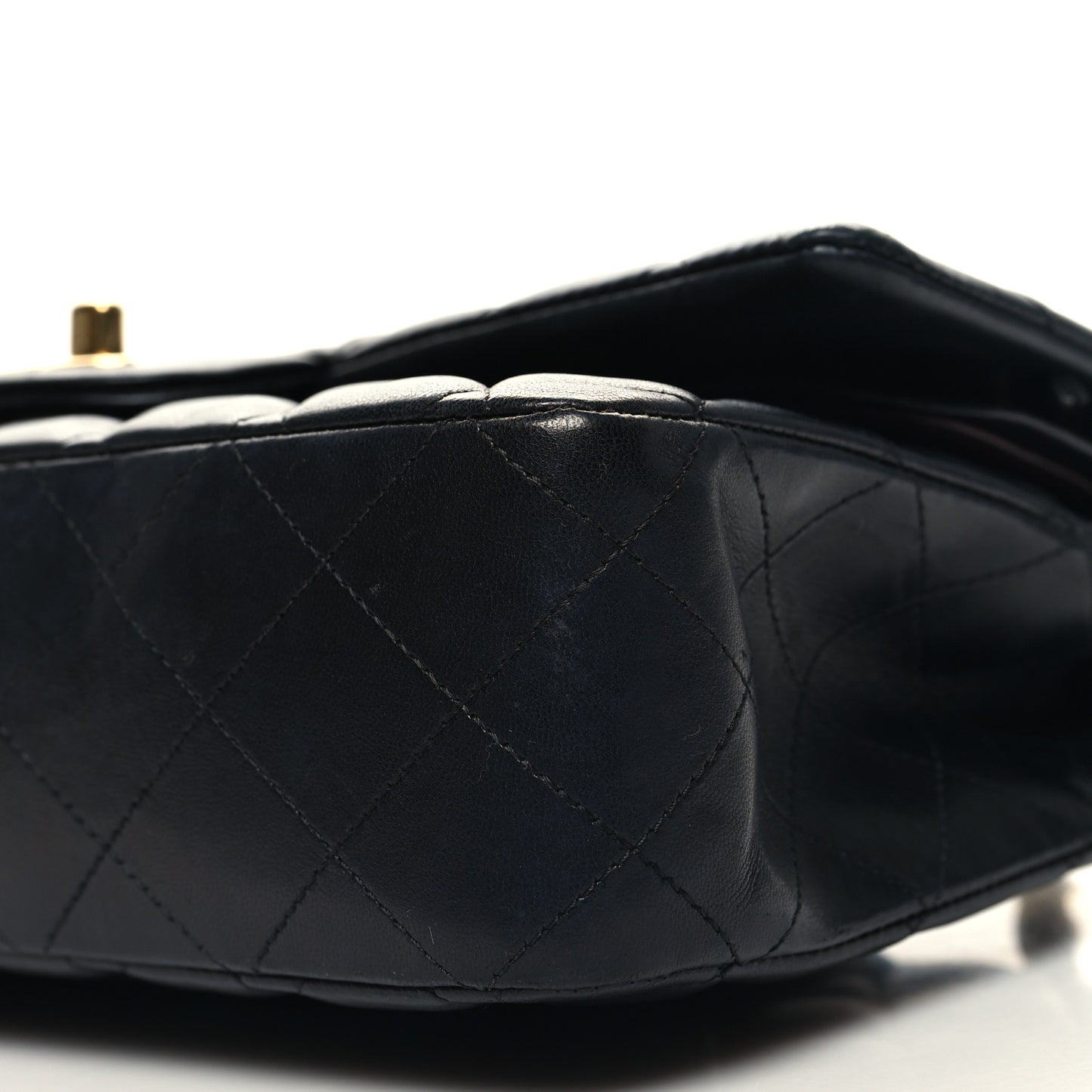 Lambskin Quilted Medium Double Flap Black