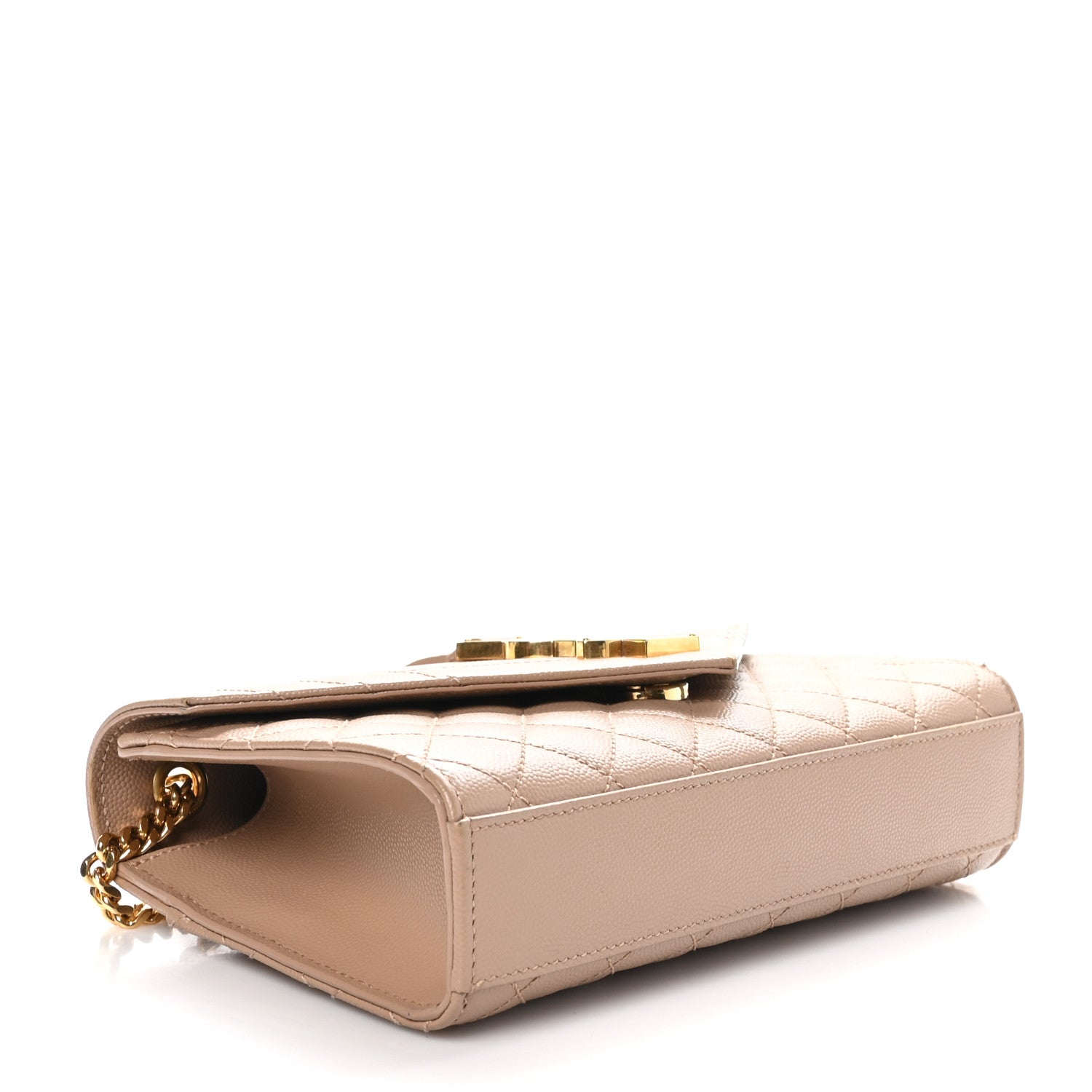 Saint Laurent Grain De Poudre Textured Mixed Matelasse Triquilt Small Monogram Satchel Dark Beige 4 of 10