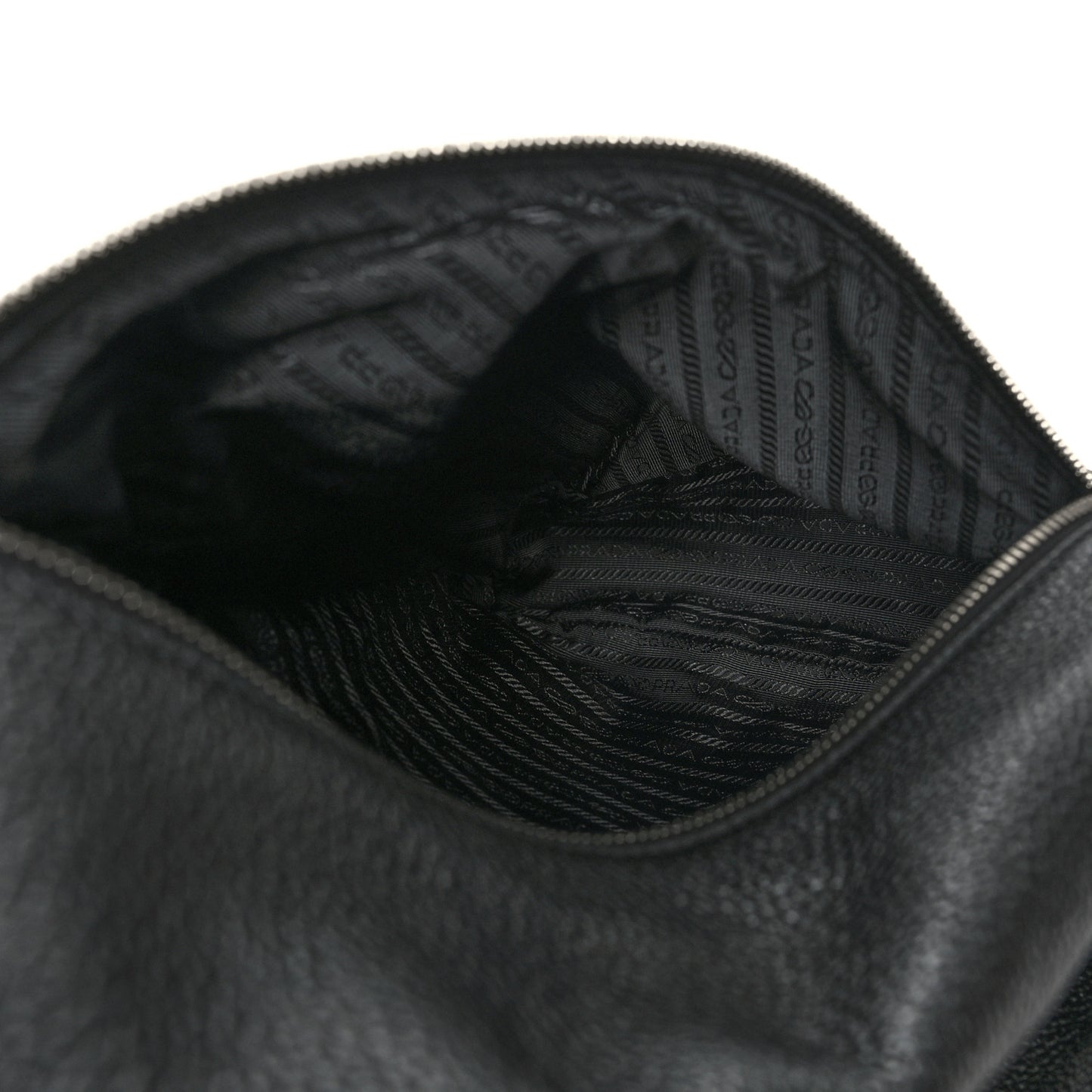 Vitello Daino Logo Embossed Cross Sling Backpack Black