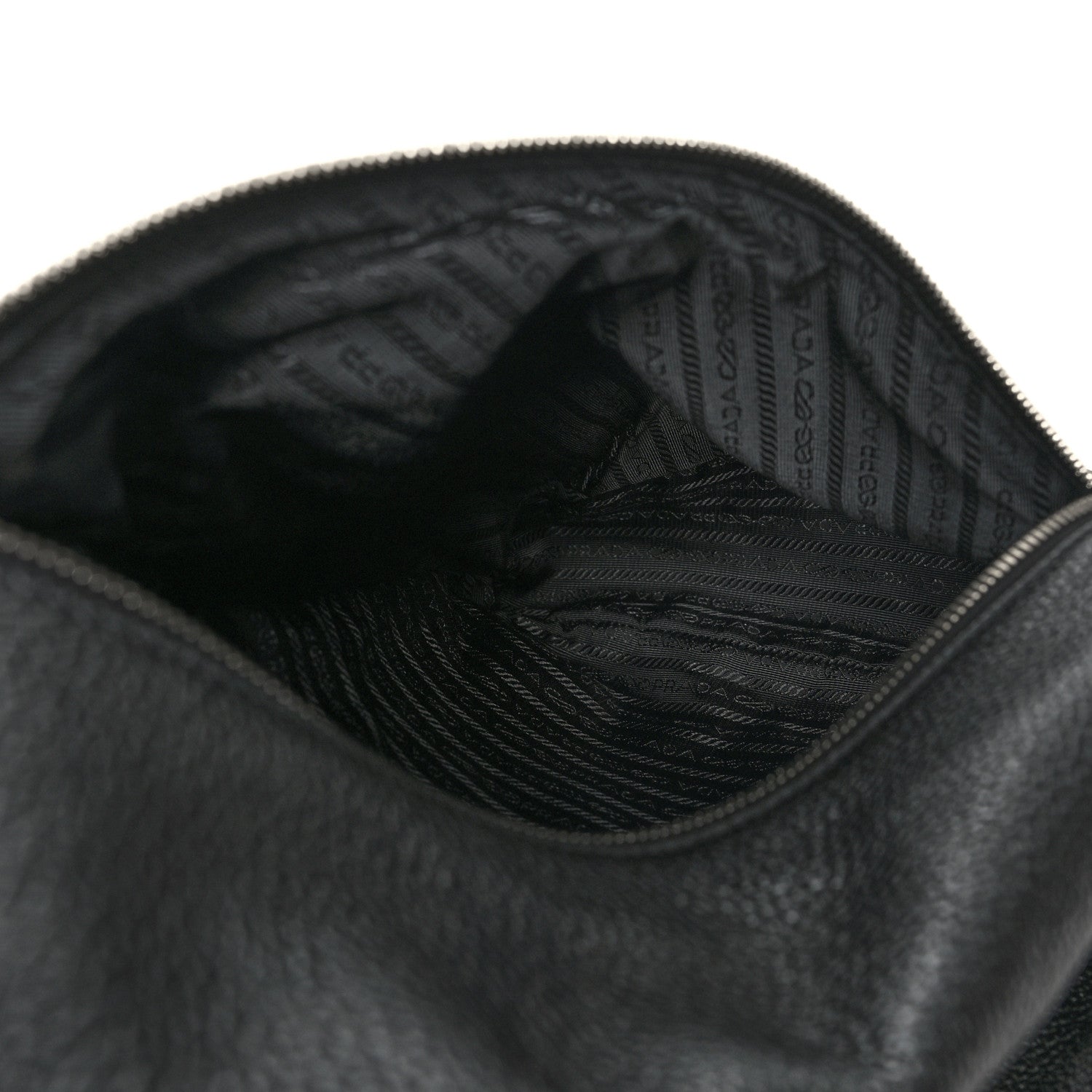 Prada Vitello Daino Logo Embossed Cross Sling Backpack Black 5 of 9