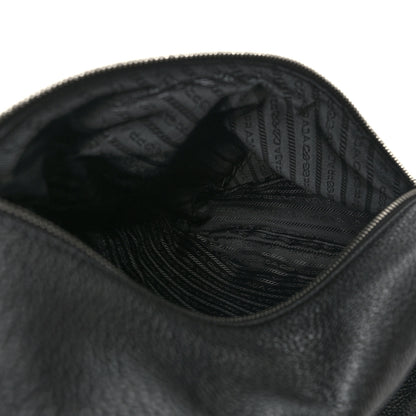 Prada Vitello Daino Logo Embossed Cross Sling Backpack Black 5 of 9