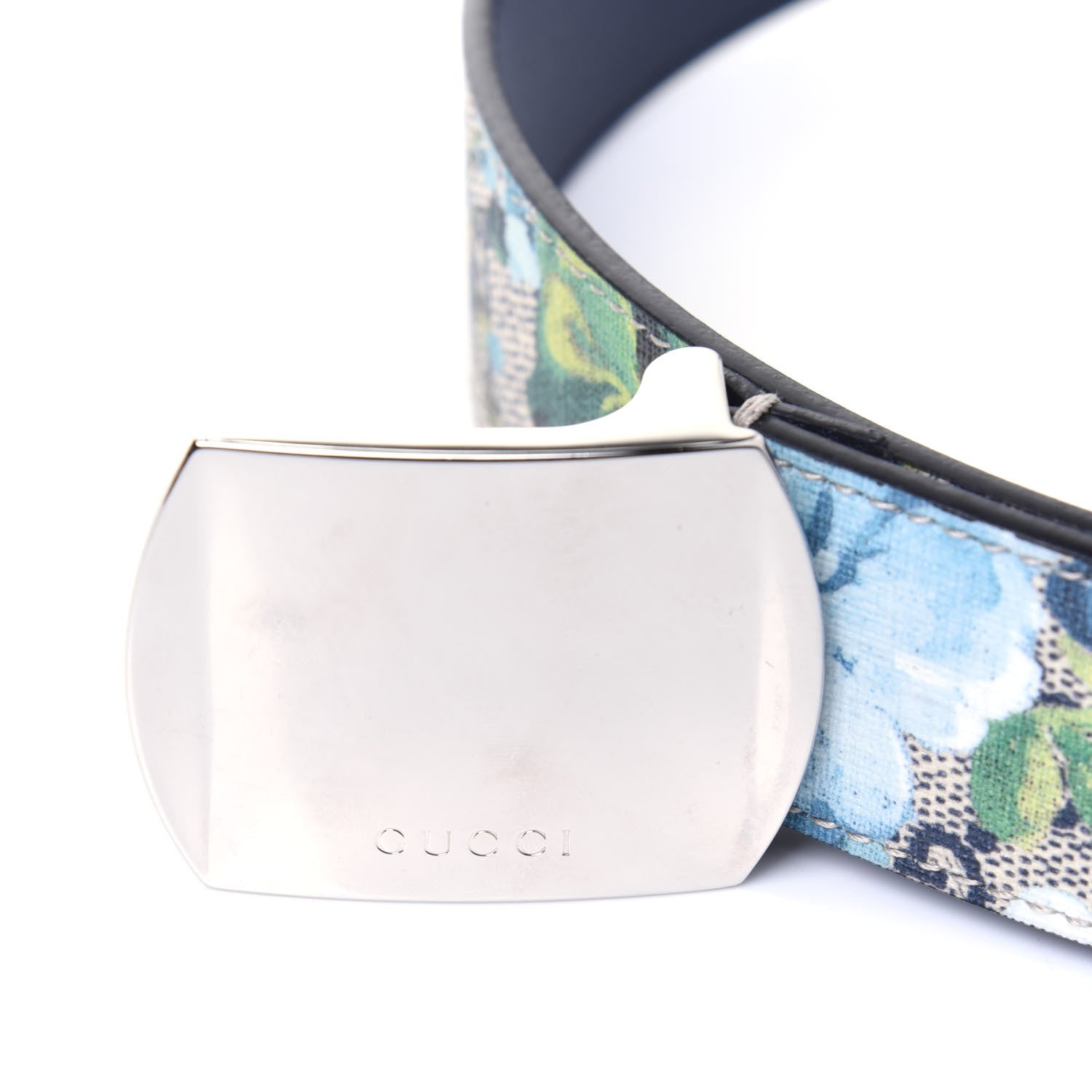 Gucci GG Supreme Monogram Blooms Plaque Belt 90 36 Blue 5 of 7