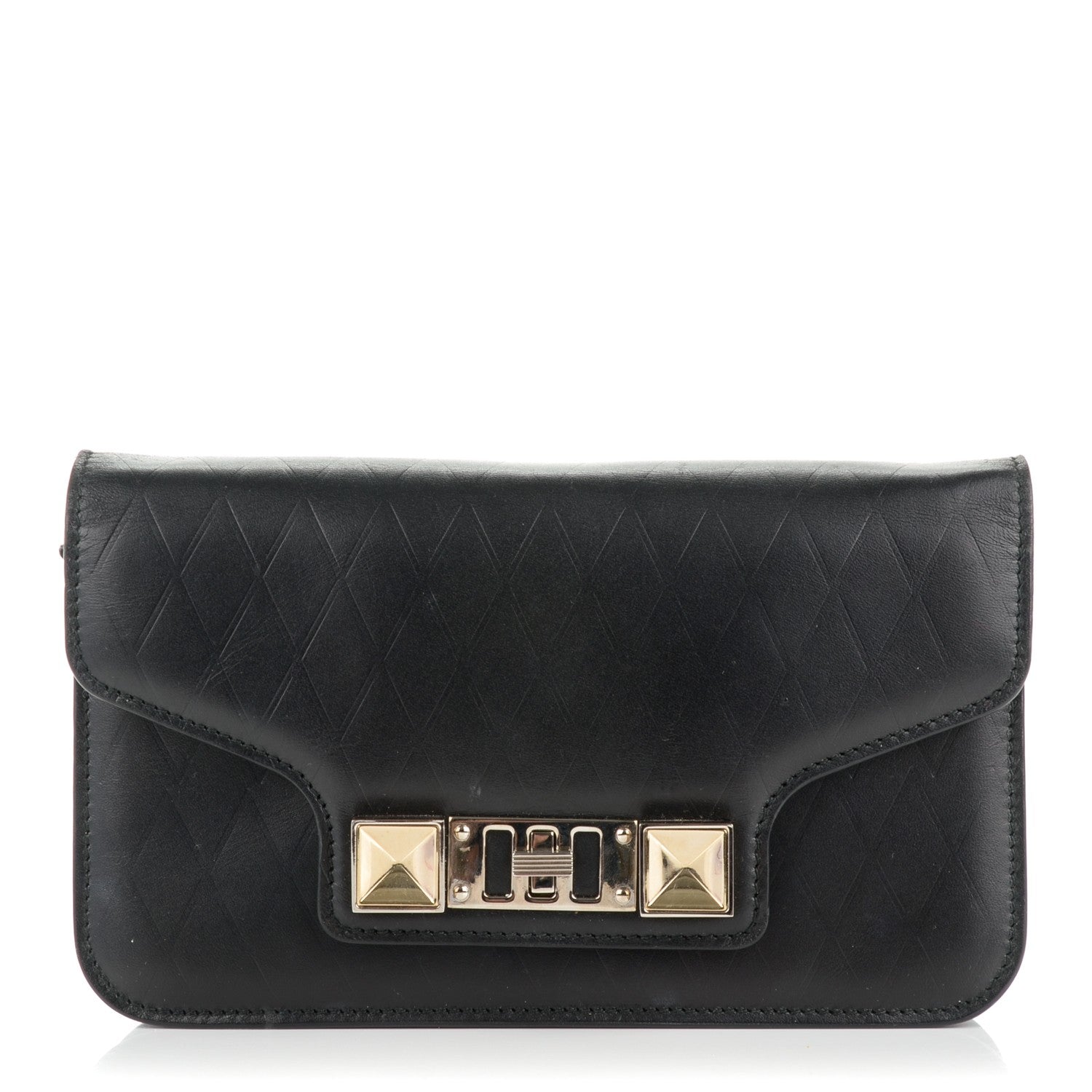 Proenza Schouler Calfskin Embossed Crosshatch PS11 Chain Wallet Black 1 of 6