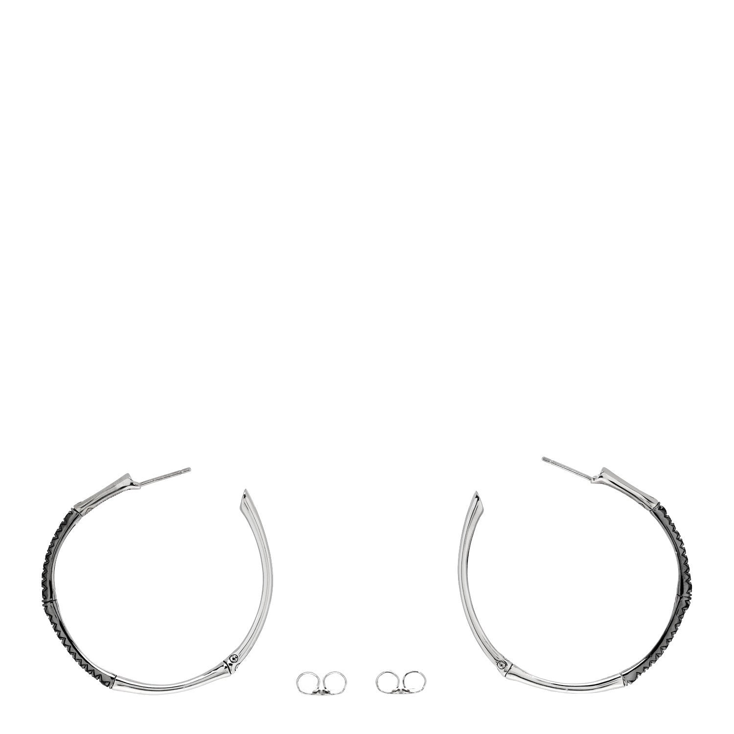 John Hardy Sterling Silver Black Sapphire Large Bamboo Hoop Earrings 3 of 5