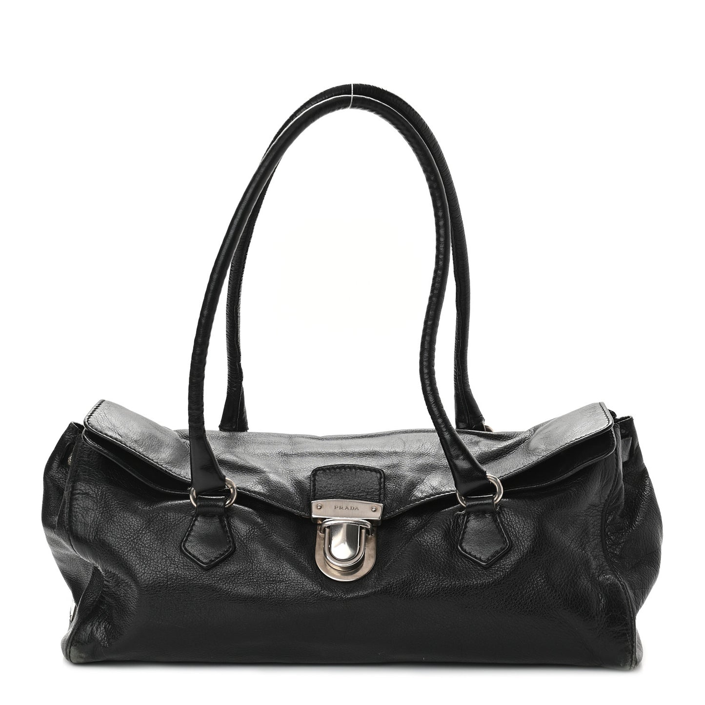 Royal Calf Easy Foldover Pushlock Satchel Black