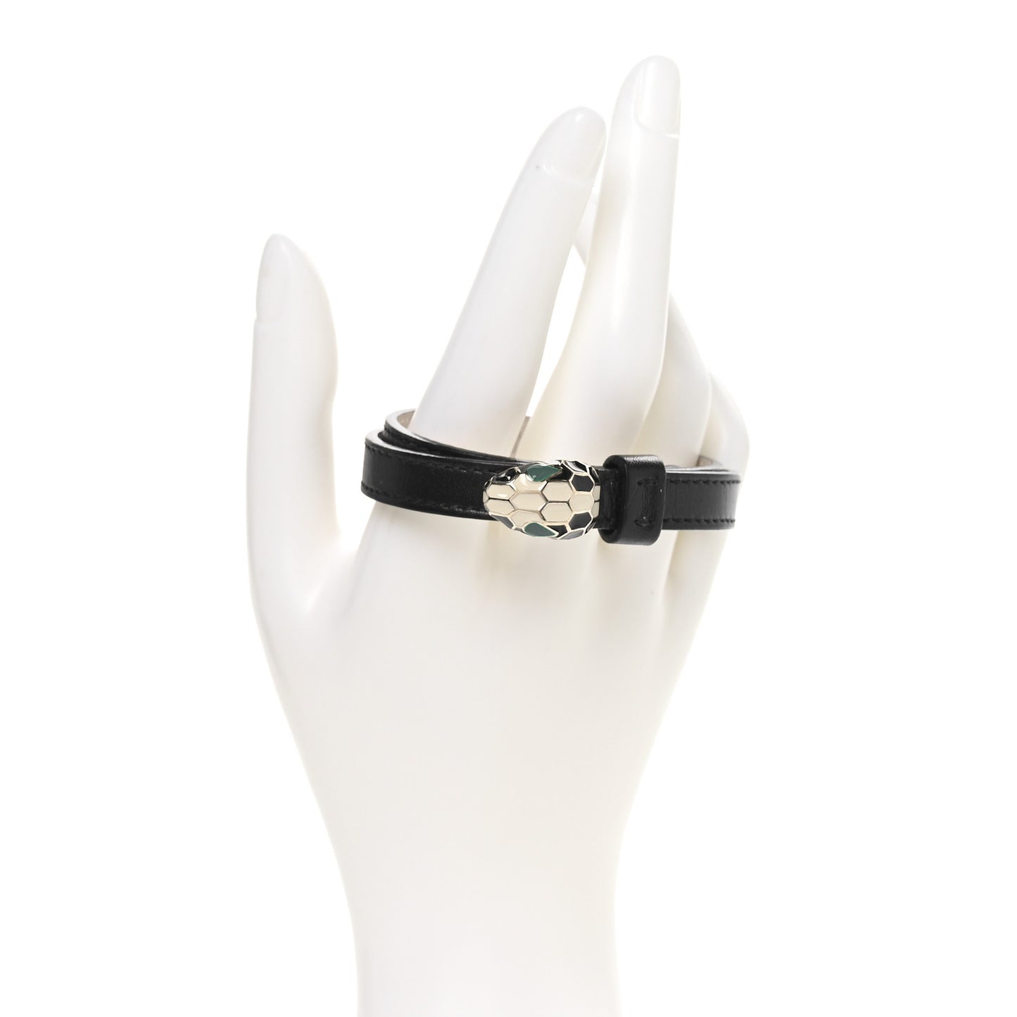 Calfskin Serpenti Forever Double Coil Bracelet Black