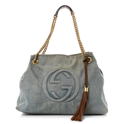 Gucci Denim Soho Chain Shoulder Bag Blue 1 of 18