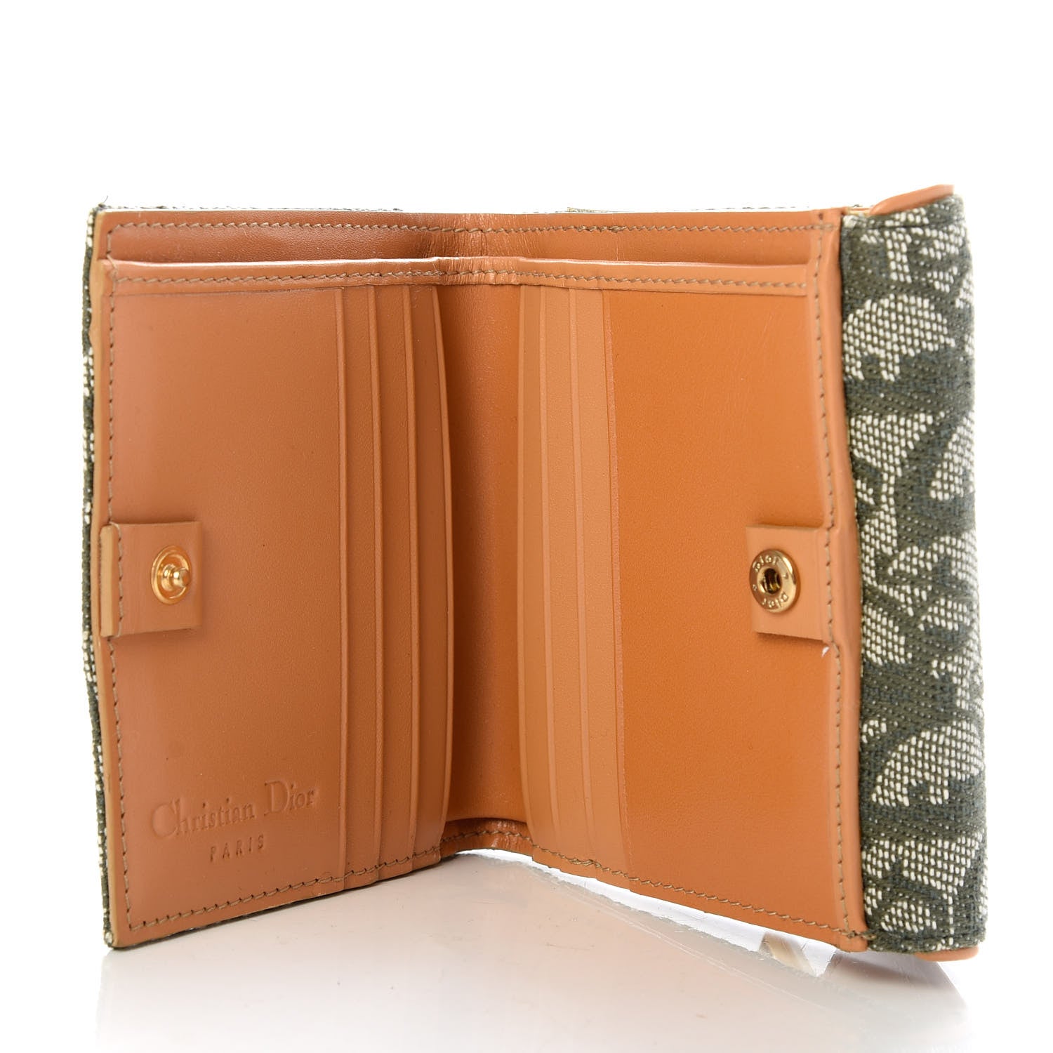 Christian Dior Monogram Compact Saddle Wallet Green 5 of 7