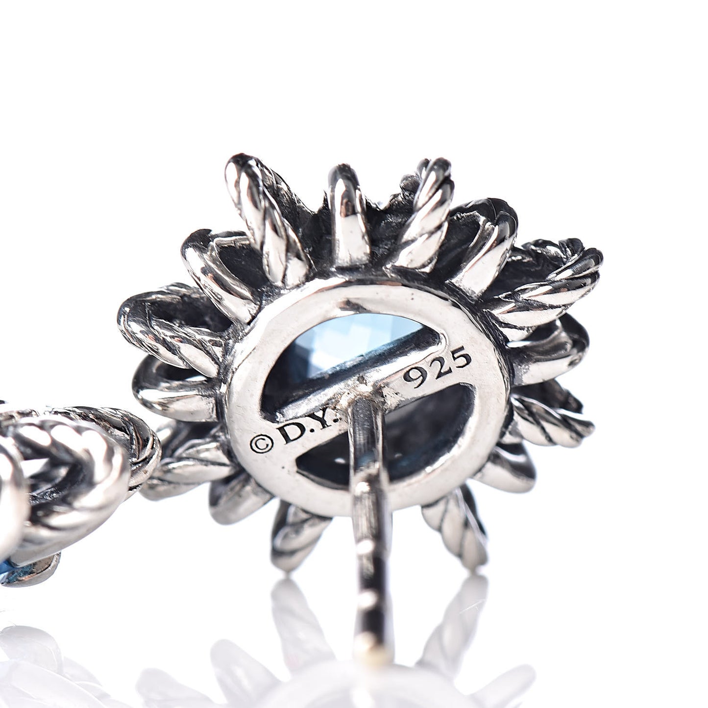 Sterling Silver Blue Topaz Starburst Stud Earrings