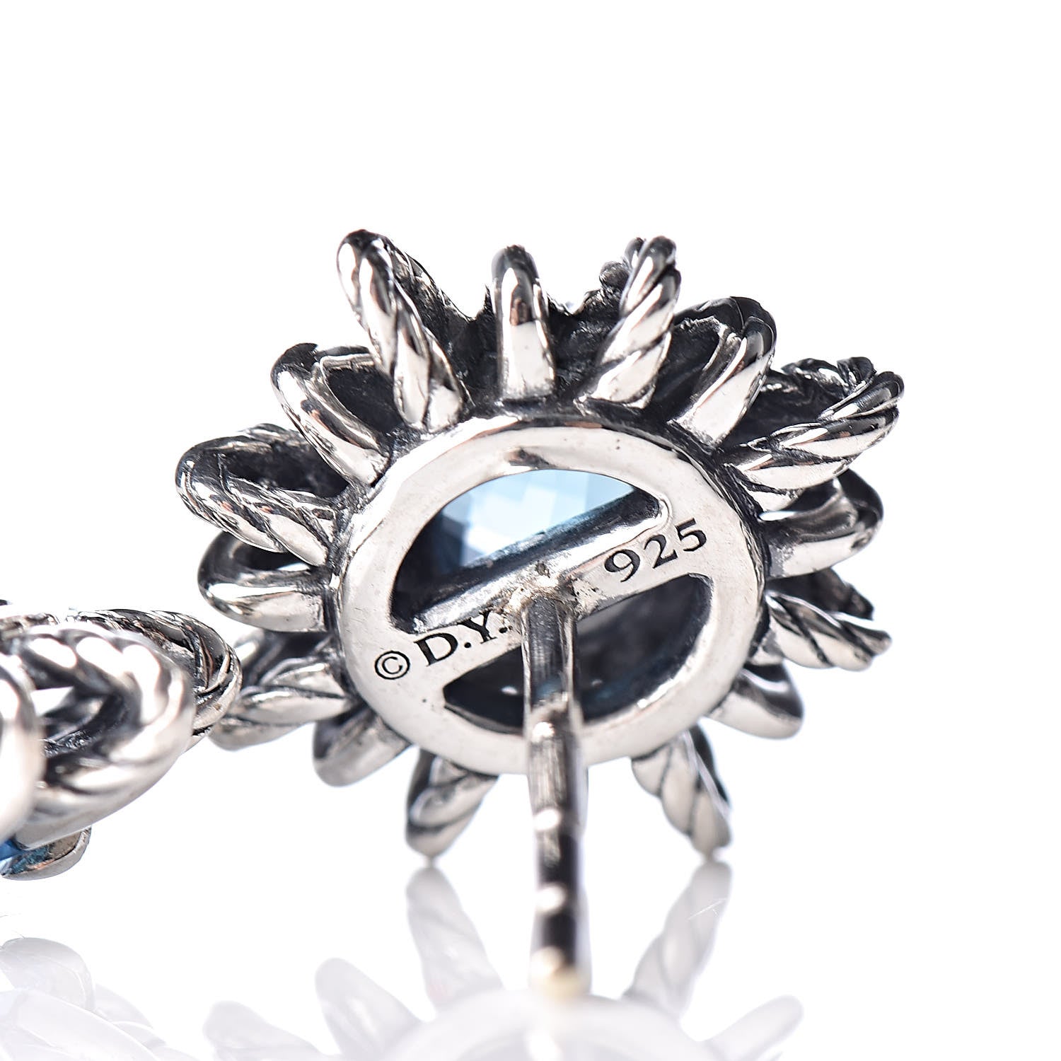 David Yurman Sterling Silver Blue Topaz Starburst Stud Earrings 4 of 4