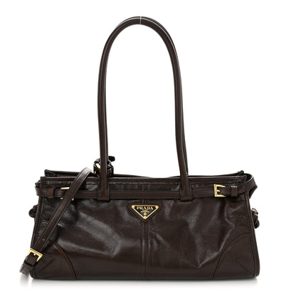 Prada Shiny Nappa Medium Bonnie Shoulder Bag Moro 1 of 11