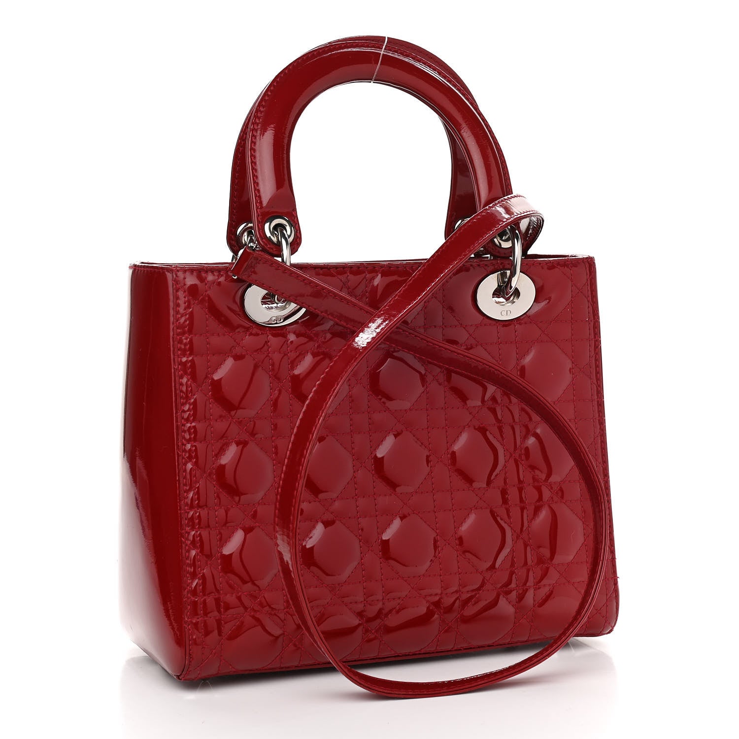 Christian Dior Patent Cannage Medium Lady Dior Red 3 of 11
