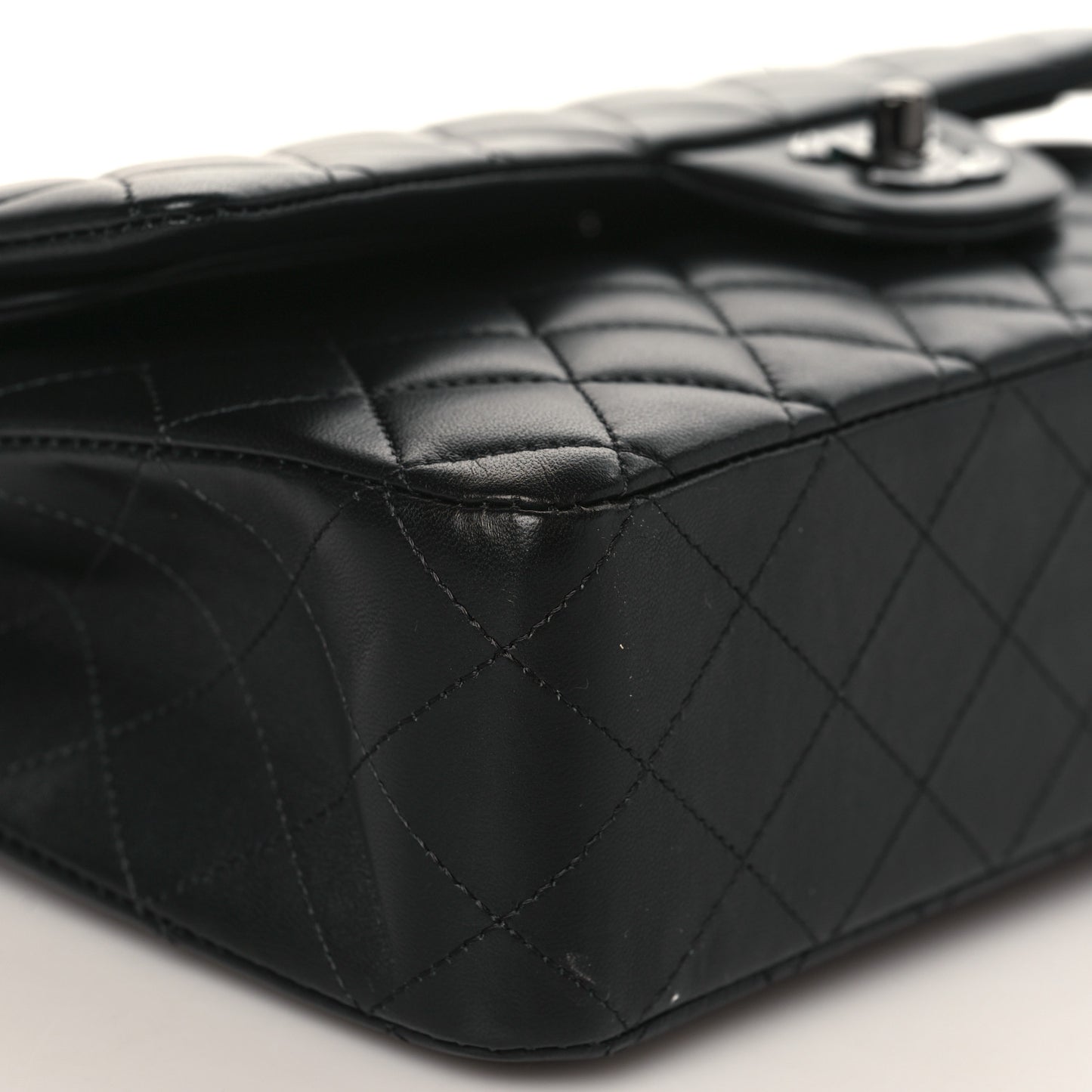 Lambskin Quilted Medium Double Flap So Black