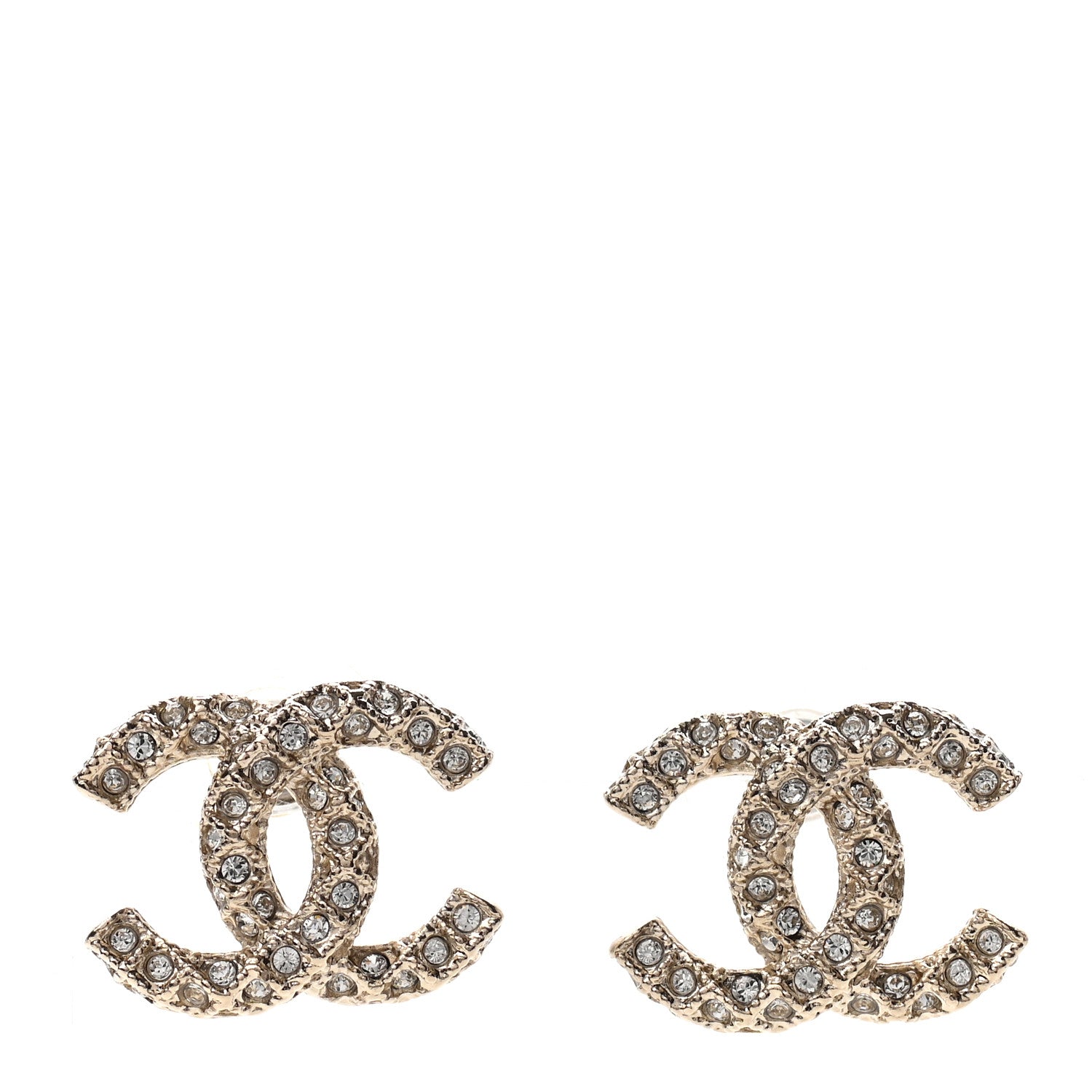 Chanel Crystal CC Earrings Gold 1 of 4