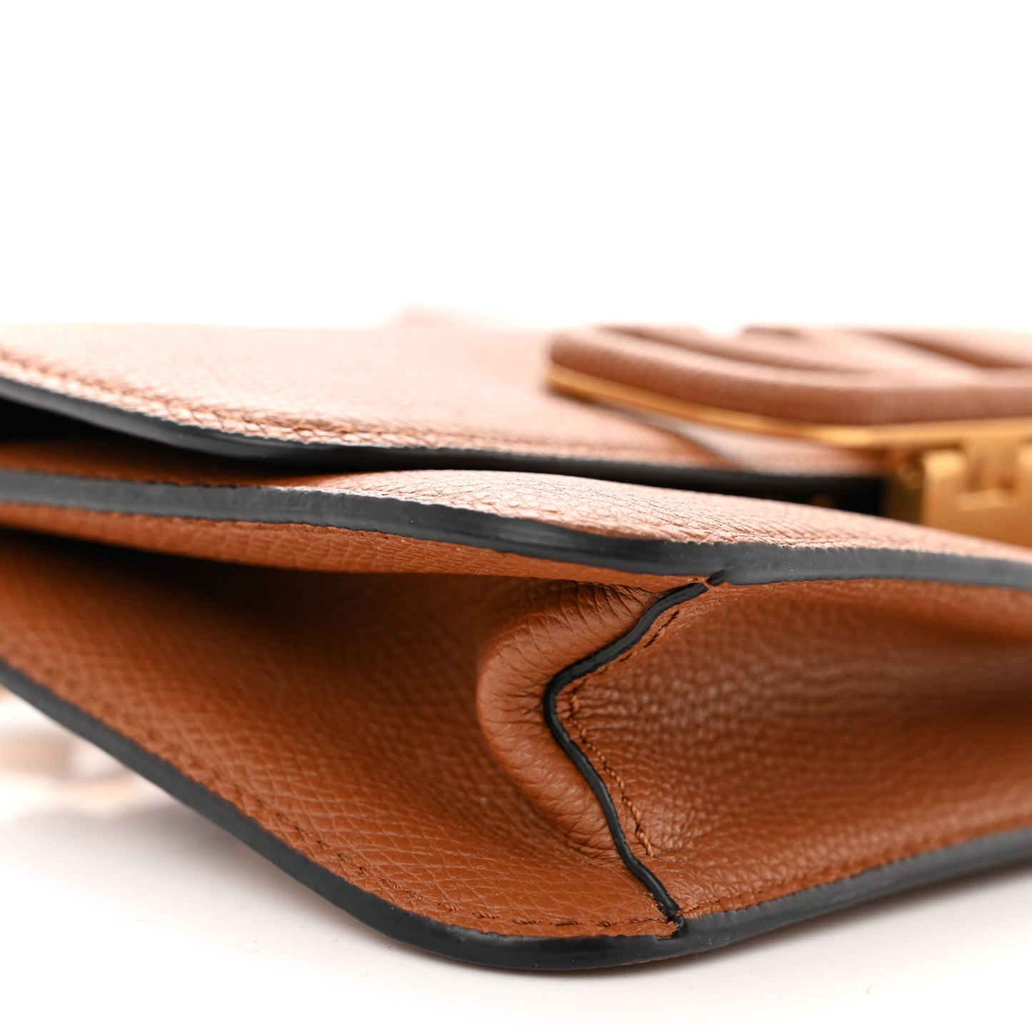 Grainy Calfskin VSling Belt Bag Saddle Brown