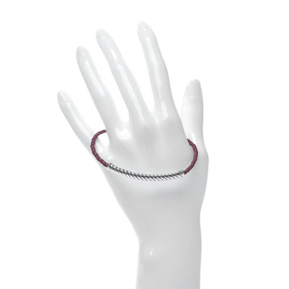 David Yurman Sterling Silver Leather Cable Metro Bracelet Red 2 of 5