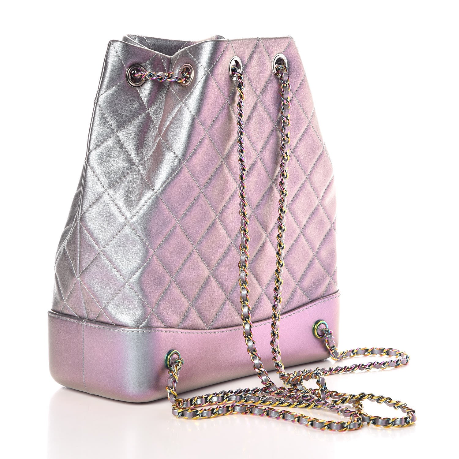 Chanel Iridescent Lambskin Calfskin Quilted Gabrielle Backpack Light Purple 3 of 10
