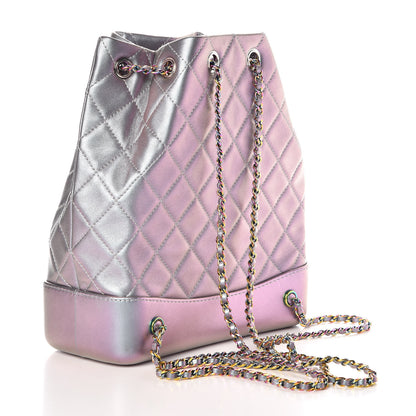 Chanel Iridescent Lambskin Calfskin Quilted Gabrielle Backpack Light Purple 3 of 10