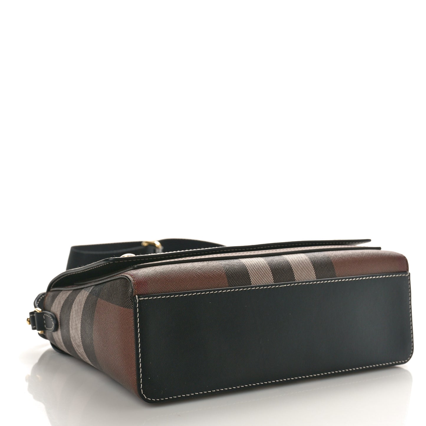 Calfskin Giant Check E-Canvas Note Crossbody Bag Dark Birch Brown