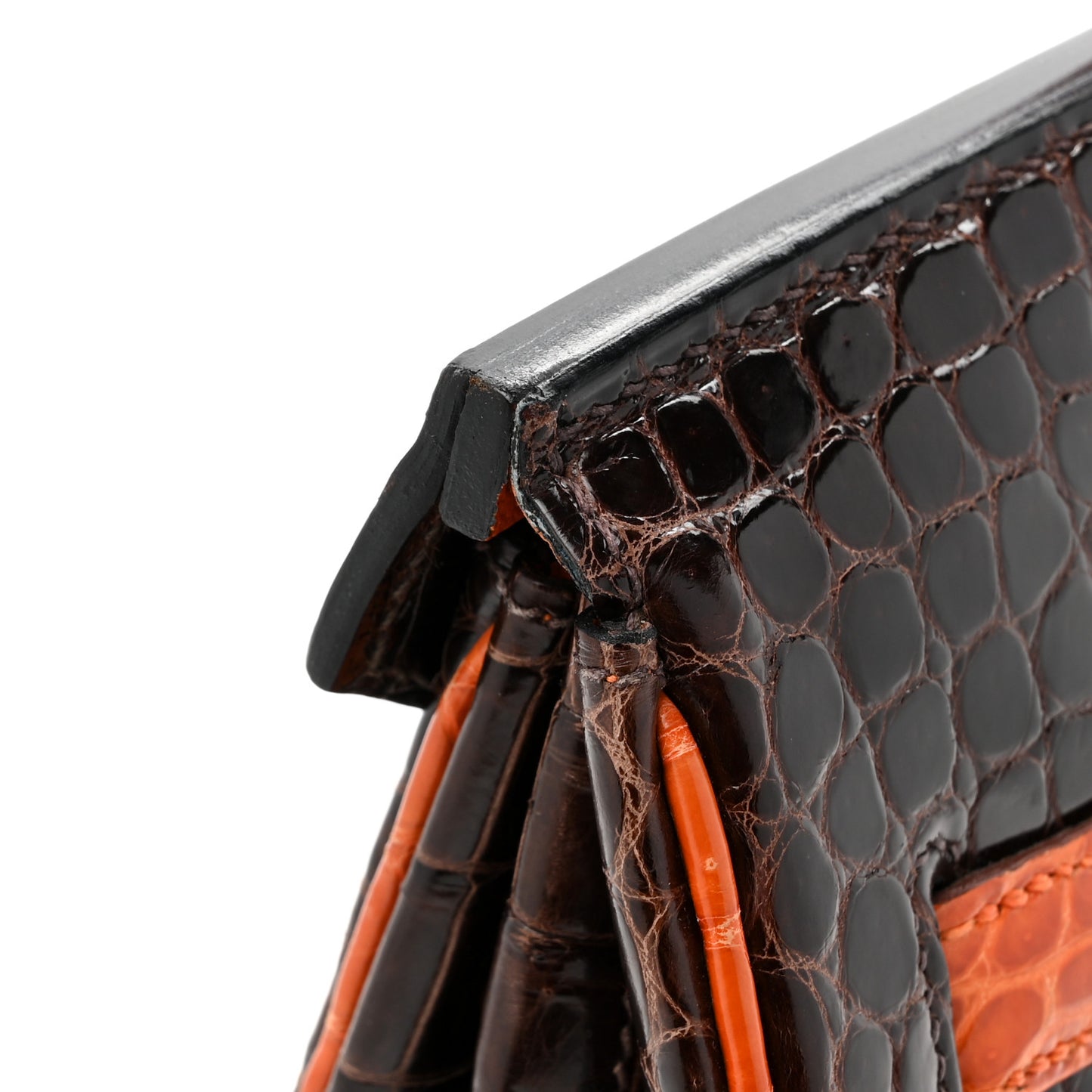 Shiny Porosus Crocodile Birkin 35 Havane Orange