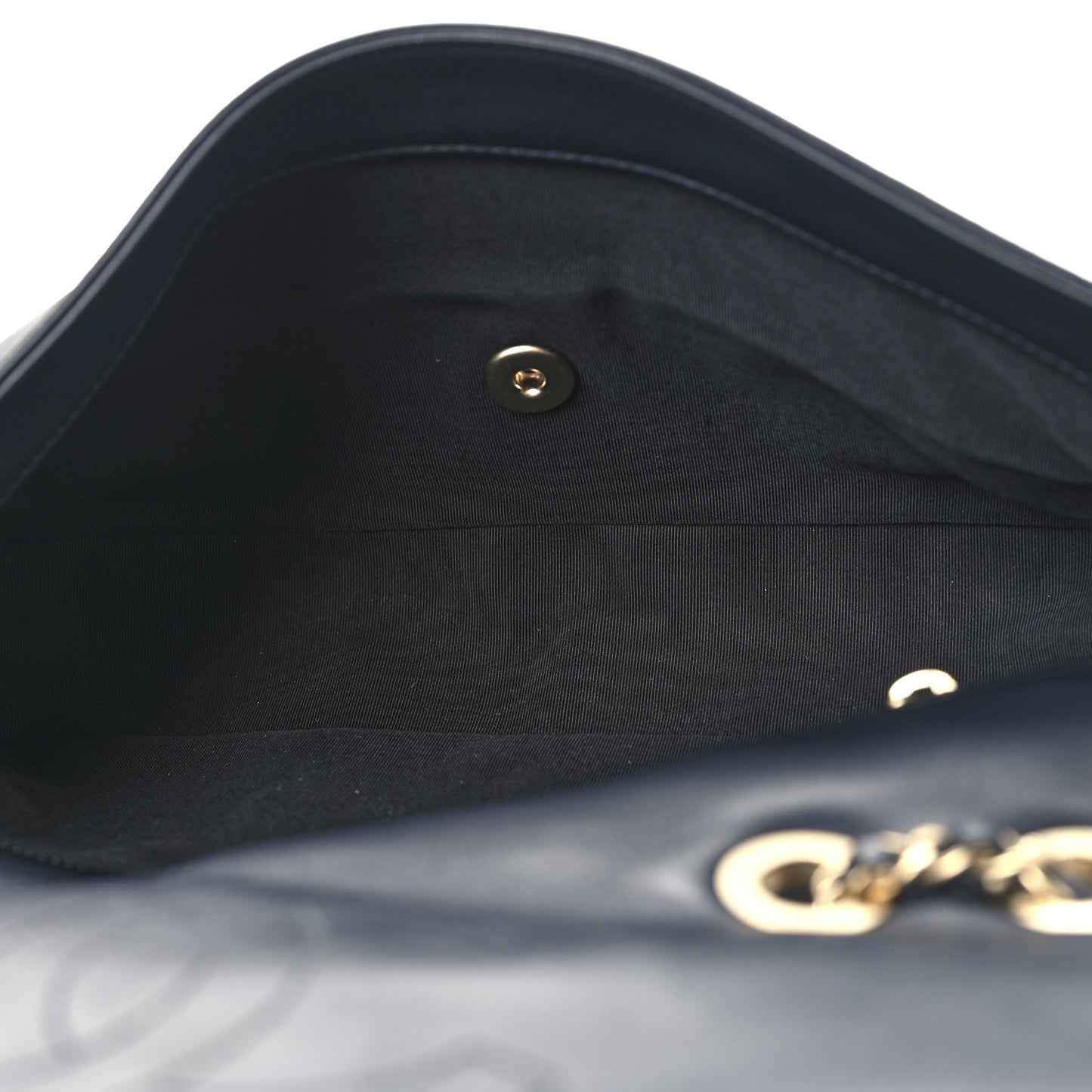 Calfskin Quilted Medium Graphic Flap Blue Black