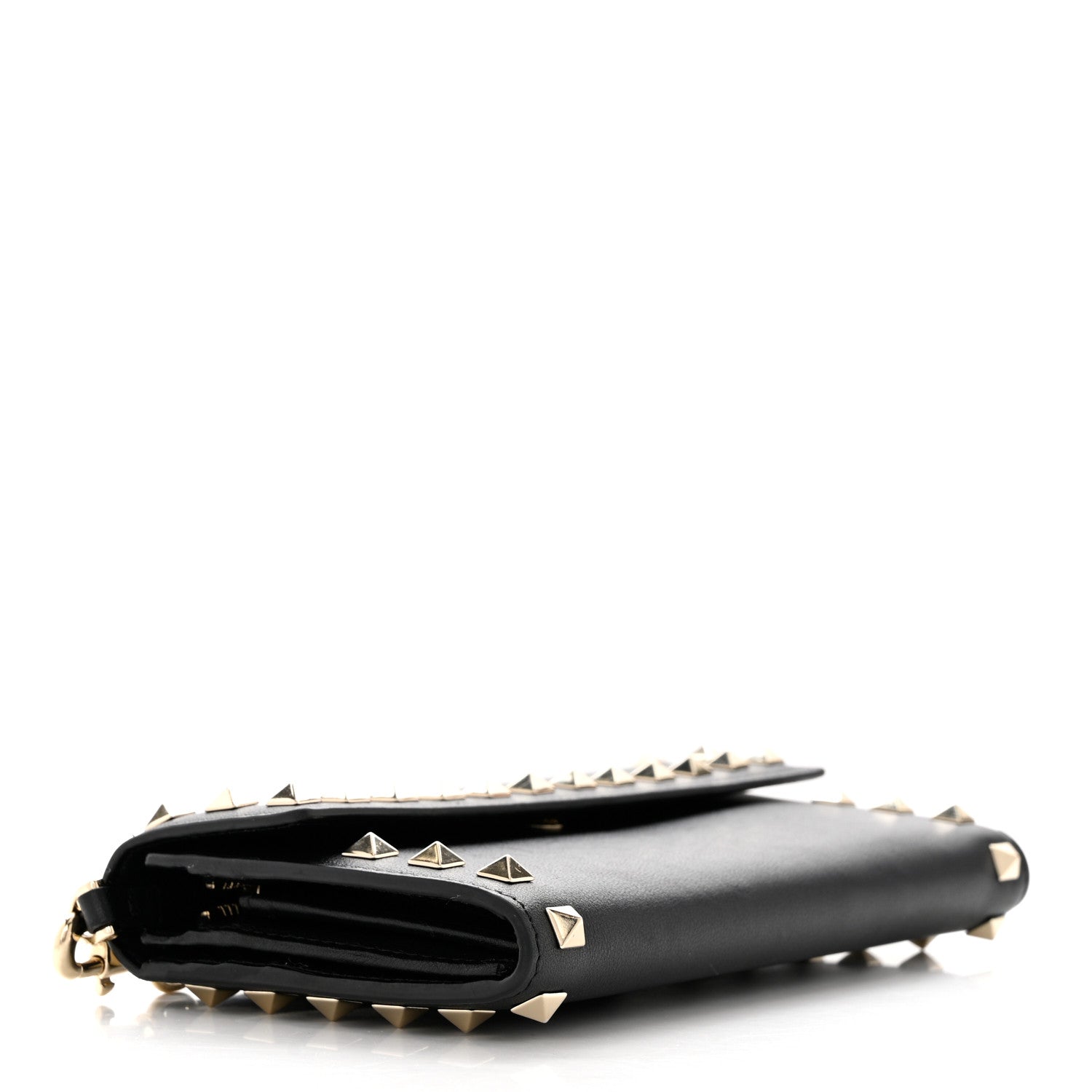 Valentino Garavani Calfskin Rockstud Wristlet Travel Wallet Black 4 of 8