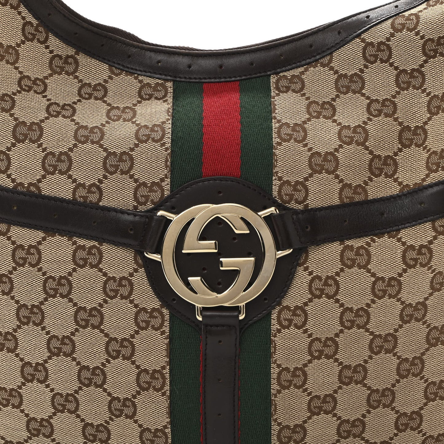 Monogram Web GG Reins Hobo Brown