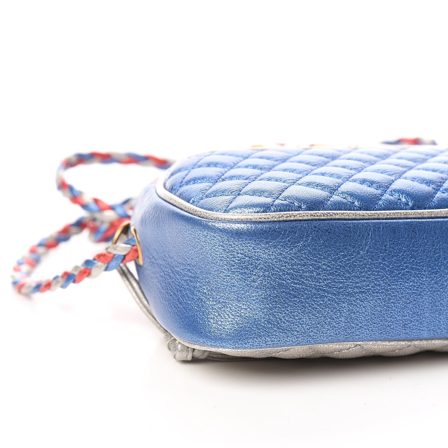 Laminated Nappa Trapuntata Mini Zumi Dome Shoulder Bag Rosso Marine Argento