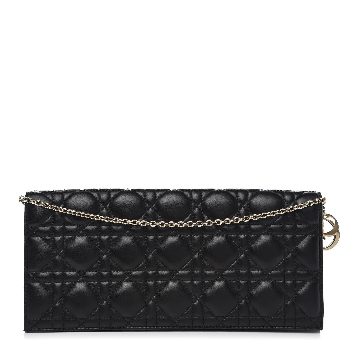 Lambskin Cannage Lady Dior Convertible Clutch Black