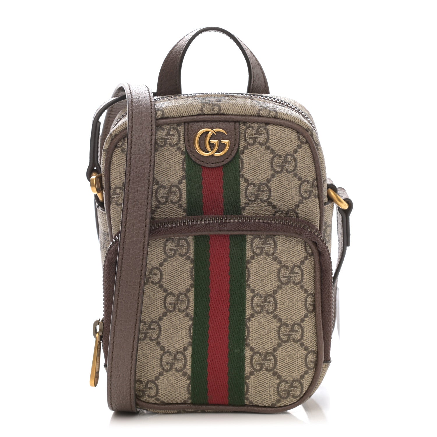 Gucci GG Supreme Monogram Web Mini Ophidia Double Zip Messenger Bag Beige New Acero 1 of 8
