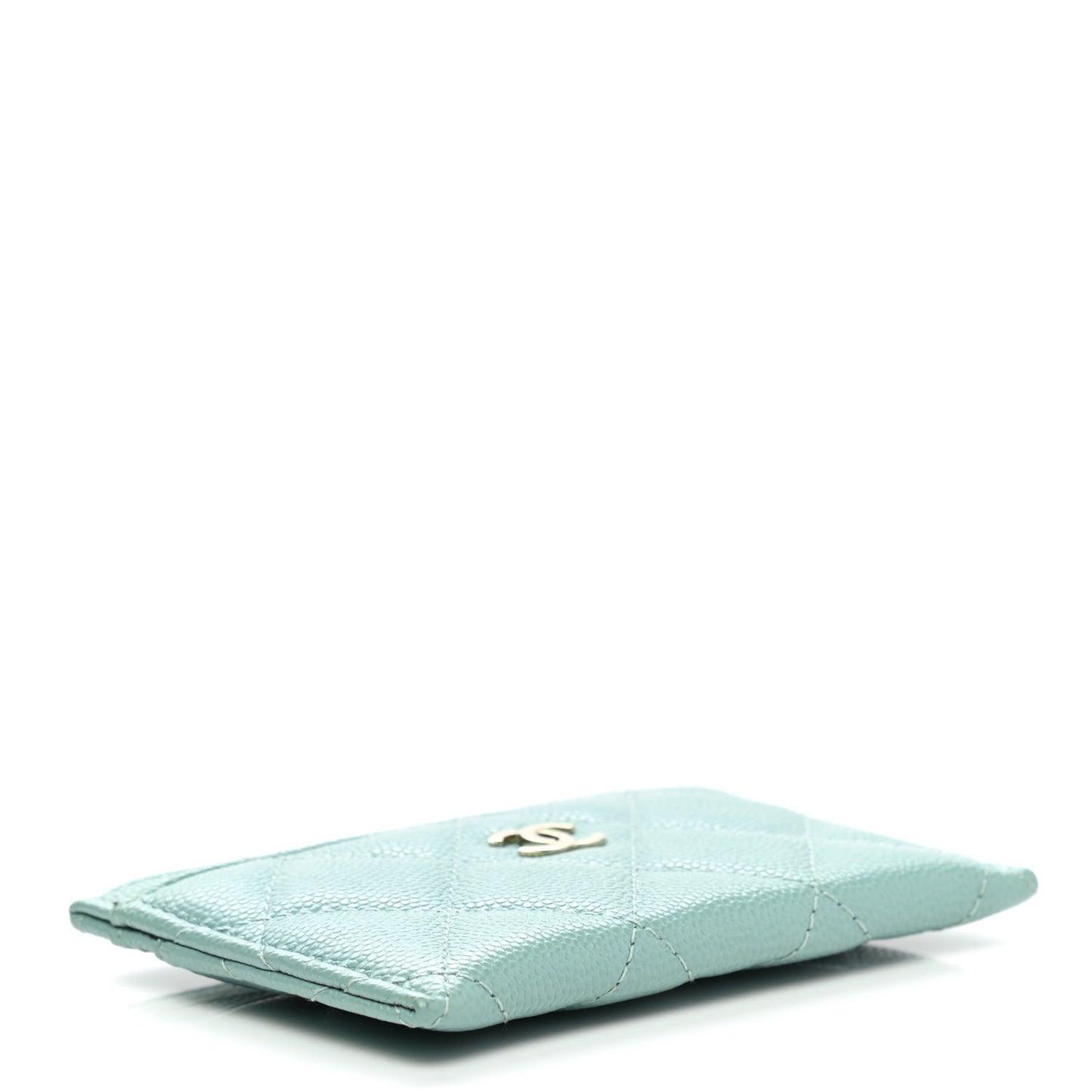 Caviar Quilted Card Holder Light Blue