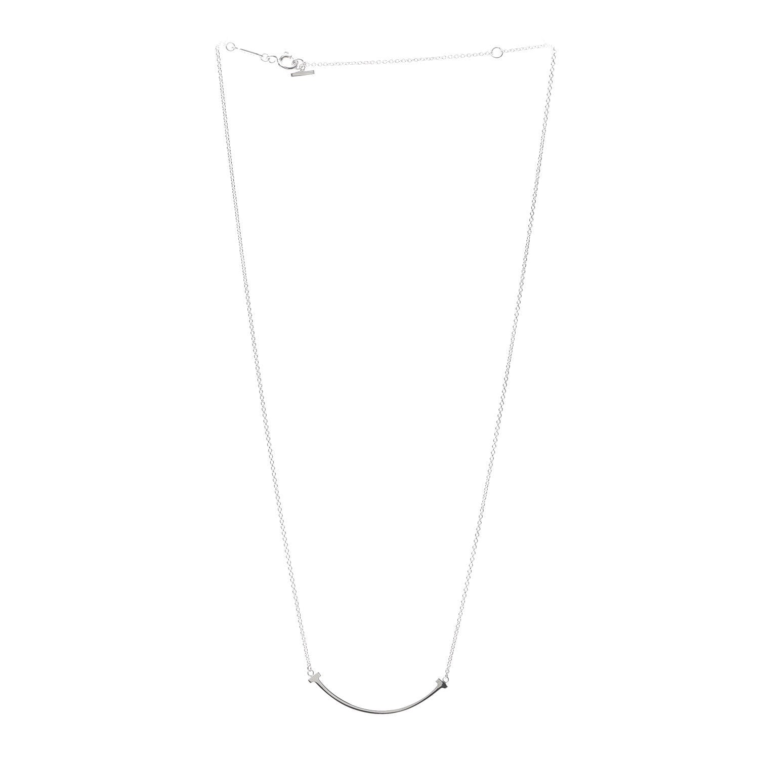 Tiffany Sterling Silver Small T Smile Pendant Necklace 3 of 6