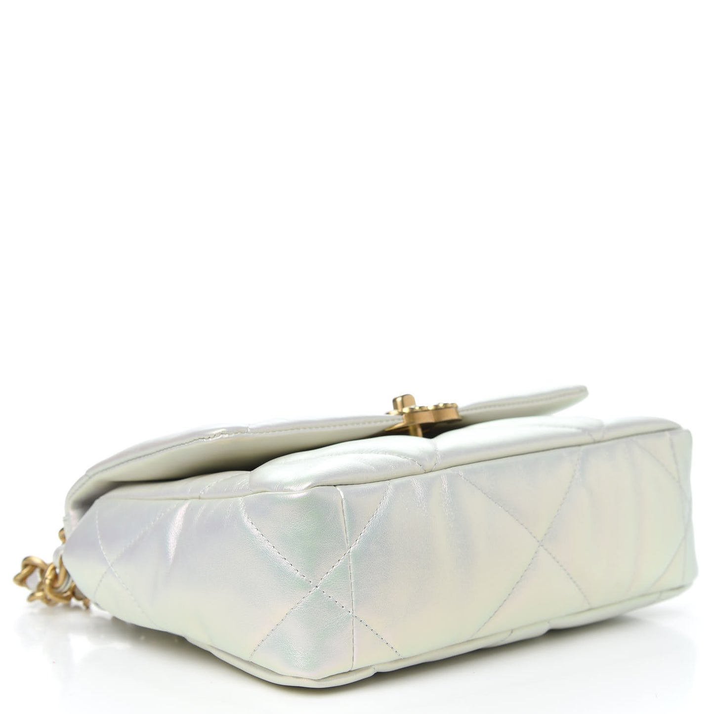 Iridescent Calfskin Quilted Medium Chanel 19 Flap White