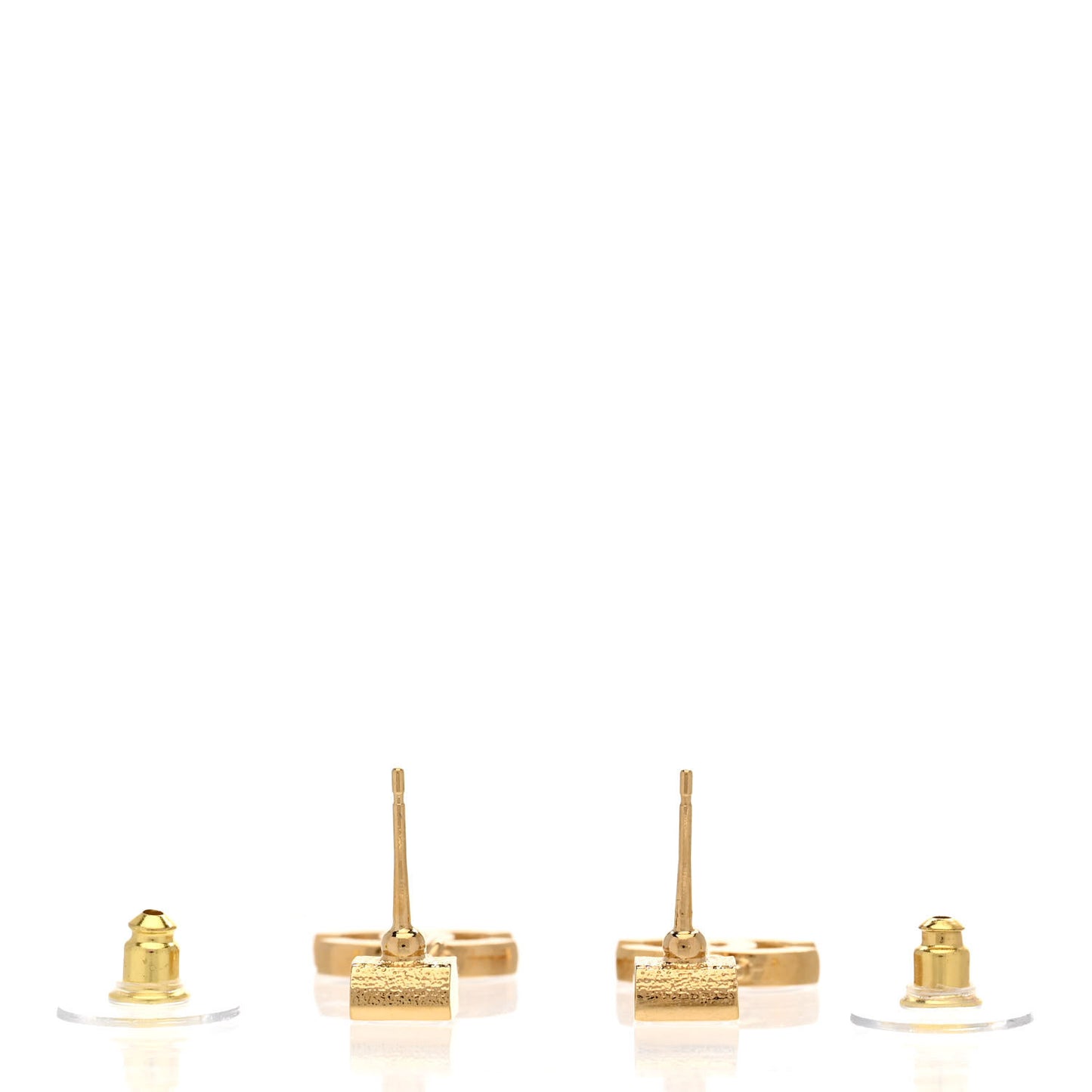 Metal Enamel CC Square Drop Earrings Black Gold White