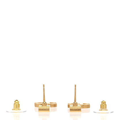 Chanel Metal Enamel CC Square Drop Earrings Black Gold White 3 of 5